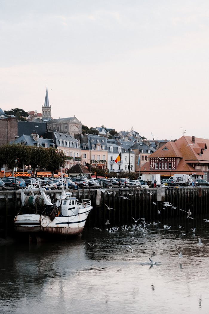 Crafting Captivating Headlines: Your awesome post title goes here A picturesque harbor scene in Trouville Alliquerville, Normandie, showcasing boats and a charming townscape.